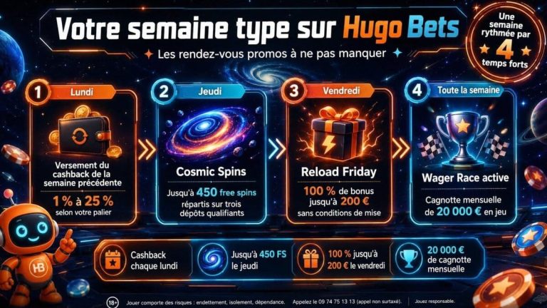 Hugo Bets Casino promotions hebdomadaires